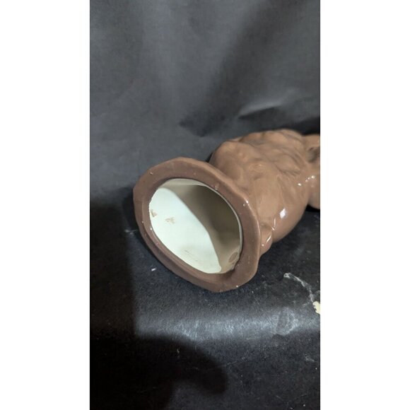 Vintage Ceramic Chocolate  brown  Bunny Rabbit Figurine With Basket  9" - Picture 8 of 8